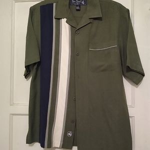 Nat Nast Silk Blend Olive Green Shirt